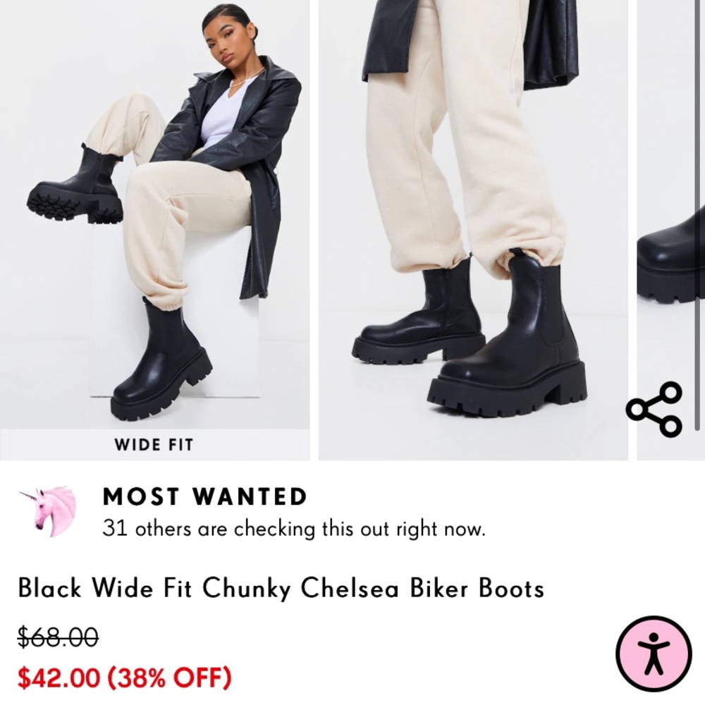 Brand new, wide fit chunky boots.